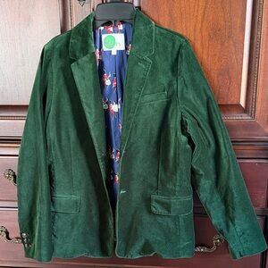 Boden Forest Green Velvet Jacket with Blue Lining